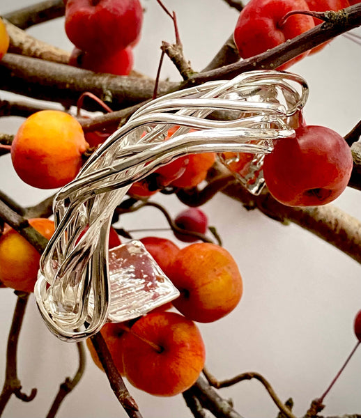 Unique silver cuff twisting vines